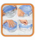 POKRYWKI SILIKONOWE UNIWERSALNE DO ŻYWNOŚCI JEDZENIA SZCZELNE MOCNE 6SZT - obrazek 9