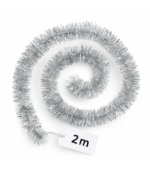 GIRLANDA CHOINKOWA SREBRNY ŁAŃCUCH ŚWIĄTECZNA 2m OZDOBY CHOINKOWE